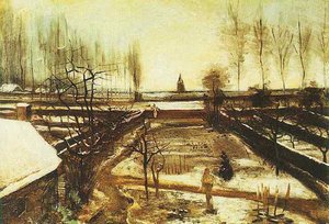 Parsonage Garden At Nuenen In The Snow, The — Vincent Willem Van Gogh, Post Impressionism