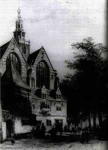 St. John's Church With Carrier Bags Cottage — Cornelis Springer, Realism