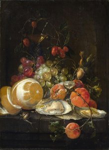 Fruit still life with oysters