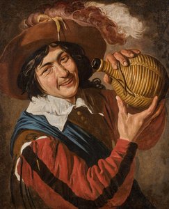 A Young Man, Wearing A Feathered Hat And Holding A Wine Flask — Теодор Ромбутс