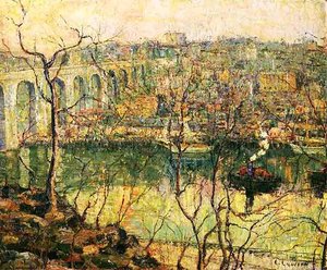 High Bridge-early Moon — Ernest Lawson