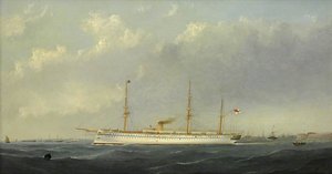 The Troopship 'Euphrates' Leaving Harbour