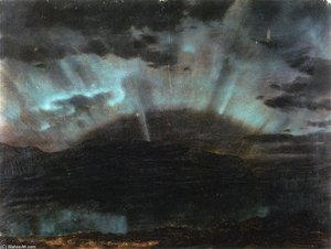 Aurora Borealis, Mt. Desert Island, From Bar Harbor, Maine — Frederic Edwin Church, Hudson River School