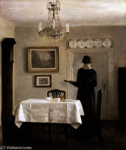 Interior With Lady Carrying Tray — Carl Vilhelm Holsoe