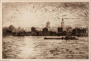 East River Sunset Building The Empire — Edward S Hewitt