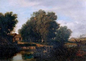 Farm Buildings And A Pond — Miles Edmund Cotman, Romanticism