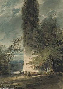 Figures And Cattle Beneath A Ruin — George Chinnery