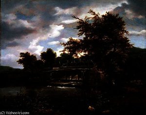 A Wooded River Landscape With A Sluice Gate — Jacob Isaackszoon Van Ruisdael
