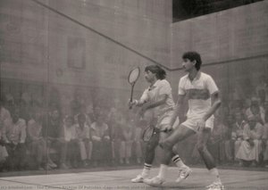 Action Shot Of Jahangir Khan (left) And Jansher Khan (right), Competing Against One Another.both Superstars Within Squash, Jahangir Khan Has Held 6 World Championships And 10 British Open Champsionships. Jansher Khan Has Won 8 World Championships And.... — The Citizens Archive Of Pakistan (cap)