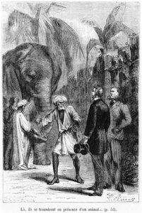 Phileas Fogg In Front Of An Elephant