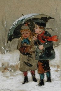 Children Playing In The Snow - — George Goodwin Kilburne