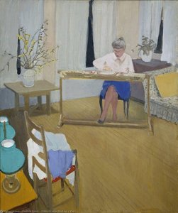 Mildred Lamar Hooking A Rug — Fairfield Porter