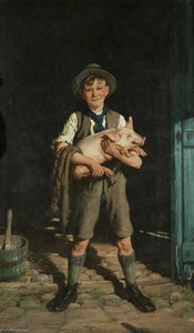 A Boy With A Pig — Frederick William Elwell