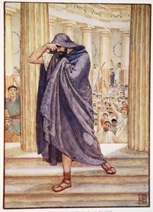 He Left The Assembly Hiding His Face In His Cloak — Walter Crane