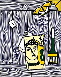 Trompe L'oeil With Leger Head And Paintbrush — Roy Lichtenstein, Pop Art