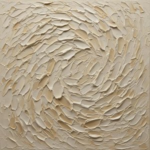 Ephemeral Swirl Of Ivory Impasto In A Meditative Monochromatic Spiral — David Moreau, Plaster & Texture Art