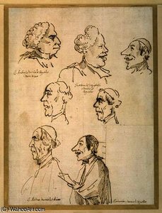 Seven Caricatured Profiles Of Four Singers Of The — Pier Leone Ghezzi