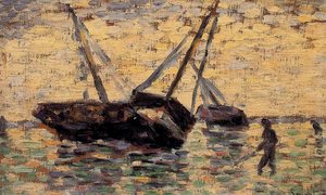 Beached Boats, Grandcamp — Georges Seurat, Impressionistic Precision