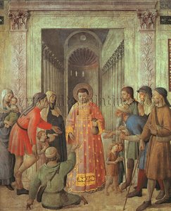 St Lawrence Giving Alms, Chapel Of Nicho — Fra Angelico, Early Renaissance
