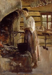 Woman Grilling Fish — Akseli Gallen-kallela