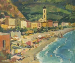 Elevated View Of A Beach And A Village — Theodor Kern