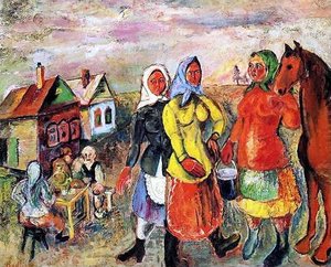 In A Russian Village — David Davidovich Burliuk, Expressionism