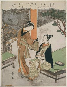 Osen Of The Kagiya And A Young Man With A Cat — Suzuki Harunobu
