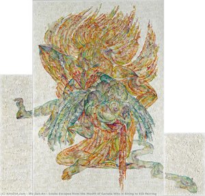 Snake Escapes from the Mouth of Garuda Who is Biting to Kill Herring