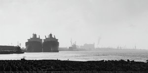 View Of St. Bernard Parish Industrial Waterfront; From Crescent Park, Bywater, New Orleans — Richard Sexton