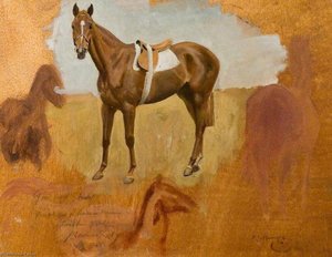 Study Of A Racehorse In Training At George Lambton's Yard — Sir Alfred James Munnings, Impressionism