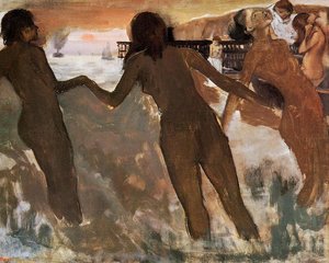 Bauernmädchen Beim Baden Im Meer In Der Dämmerung — Hilaire-germain-edgar Degas