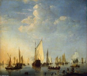 Ships In A Calm Sea — Willem Van De Velde The Elder, Dutch Golden Age