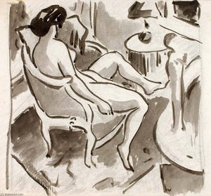 Seated Female Nude, Side View — Carl Newman