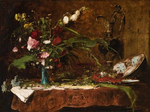 Still Life With Flowers And Jug — Михály Мунка́сьи