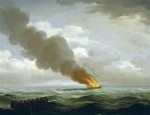 The 'luxborough' Galley Burnt Nearly To The Water 25 June 1727 — John Cleveley The Elder