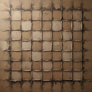 Monolithic Earth Tones: A Sculptural Study Of Organic Grids And Tactile Shadows — David Moreau, Plaster & Texture Art