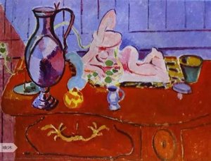 Rosa Skulptur Und Schüssel Auf Einem Roten Schrank — Henri Matisse, Fauvismus