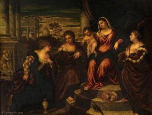 Virgin And Child With Saint Catherine, Mary Magdalene And Saint Barbara — Polidoro Da Lanciano