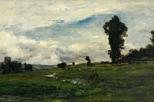 Figures And Cows In A Country Landscape — Karl Pierre Daubigny