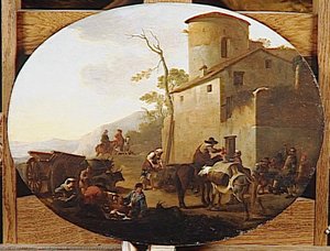La Dinee Des Voyageurs — Jan Miel, Flemish Genre Painting