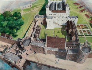 Reconstructed View Of The Tower Of London With The Great Hall, 1300 — Ivan Lapper, Contemporary Realism