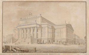 Berlín. Schauspielhaus En Gendarmenmarkt. Vista En Perspectiva — Karl Friedrich Schinkel, Arquitectura Neoclásica