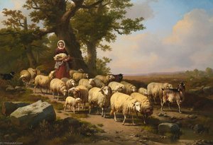 A Shepherdess With Her Flock — Eugène Joseph Verboeckhoven