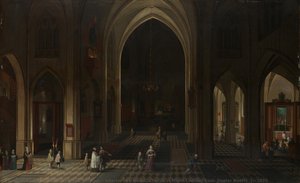 Interior of a Gothic Church at Night Looking East, Peeter Neeffs (I), 1636
