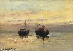 Two Fishing Boats On The Beach — Gerhard Morgenstjerne Munthe