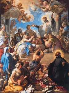 St. Francis Xavier Baptizing Indians — Luca Giordano