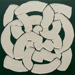 Eternal Radiance In Forest Green: A Monumental Impasto Study Of Organic Symmetry — Laurent Fabre, Neo-abstract Art