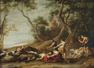 Hunt For The Wild Boar — Willem Van Herp The Elder