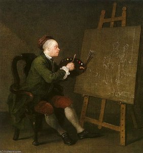 Self Portrait At The Easel — William Hogarth