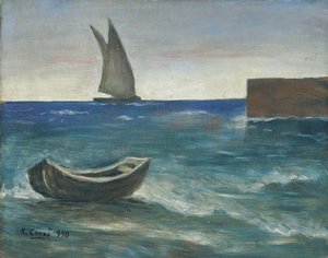 Marina Con Veliero E Barca — Carlo Carrà